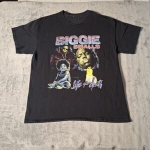 Biggie Smalls Life After Death Retro Rap T-Shirt Black Large Cotton Short Sleeve